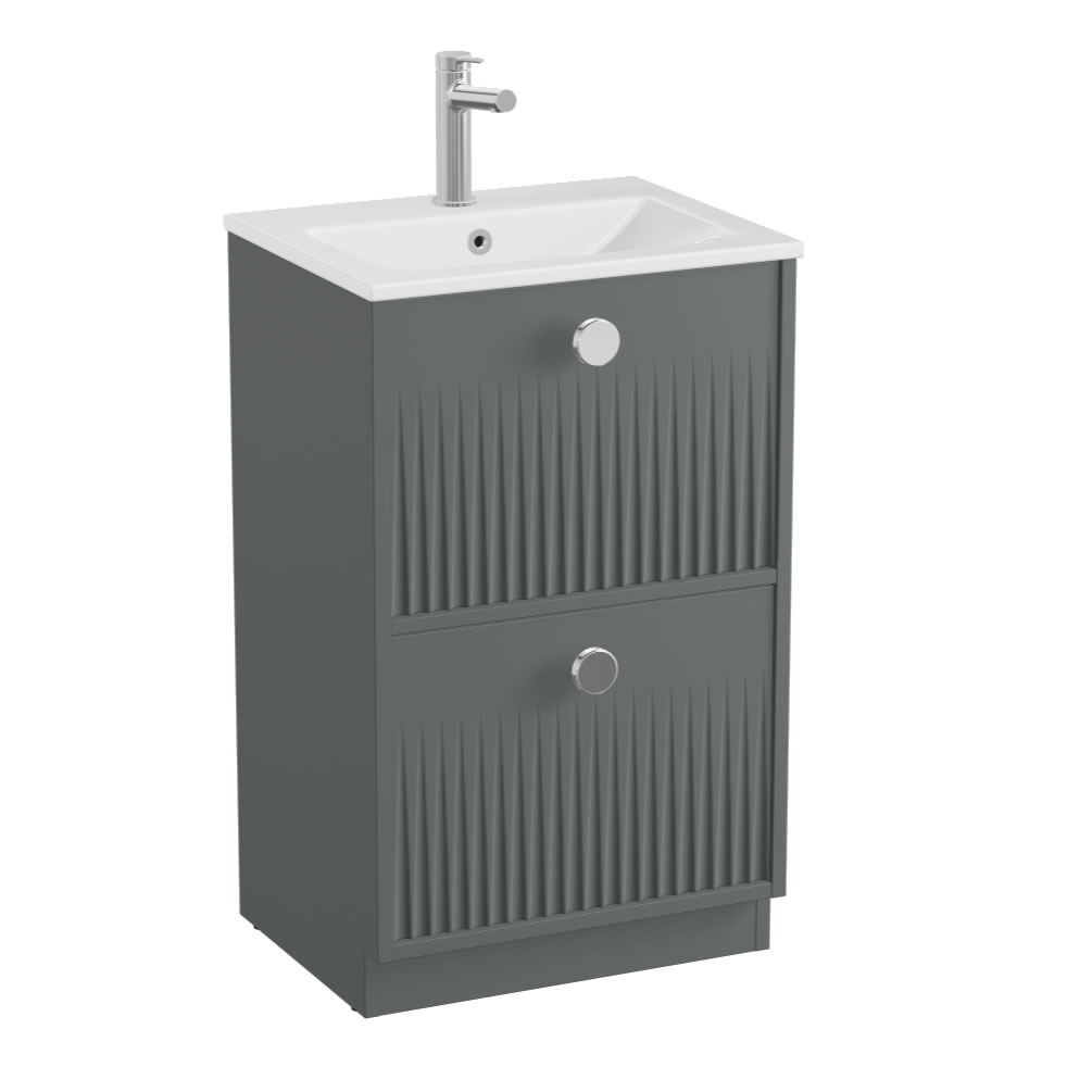 Vado Safari Fluted 500mm Charcoal Grey Floorstanding Vanity Unit & Ceramic Basin